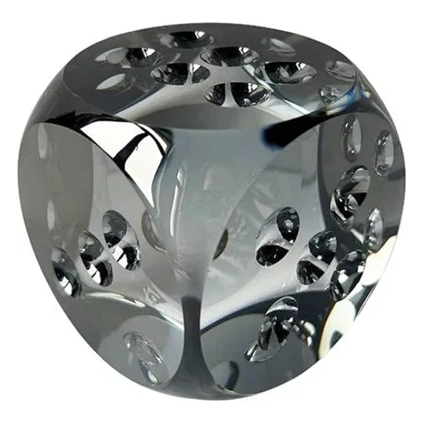 Lucky Art Gri Kristal Cam Dekoratif Zar 7x7x7 cm