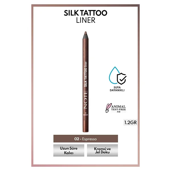 Note Silk Tattoo Liner Waterproof 02 Espresso Jel Göz Kalemi