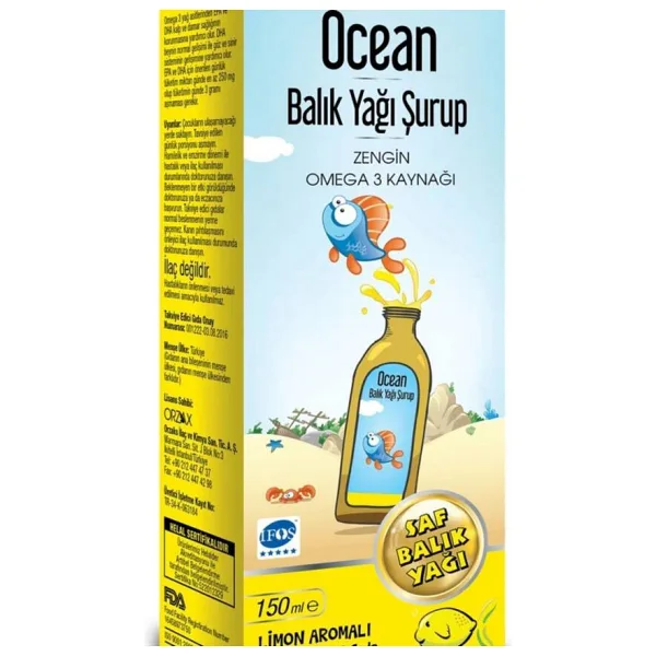 Ocean Limon Aromalı Balık Yağı 150 ml Şurup