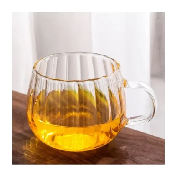 OneHouse 400 ML Çift Çidarlı Kulplu Şık Desenli Cam Bardak 4 Adet