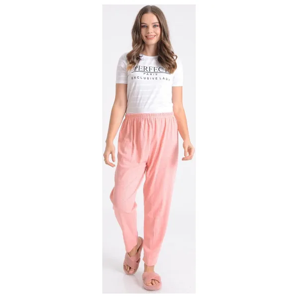 PİNKMARK PINKMARK KADIN BELİ LASTİKLİ RAHAT KESİM PAMUKLU BATTAL BÜYÜK BEDEN PİJAMA ALTI PMPT25695