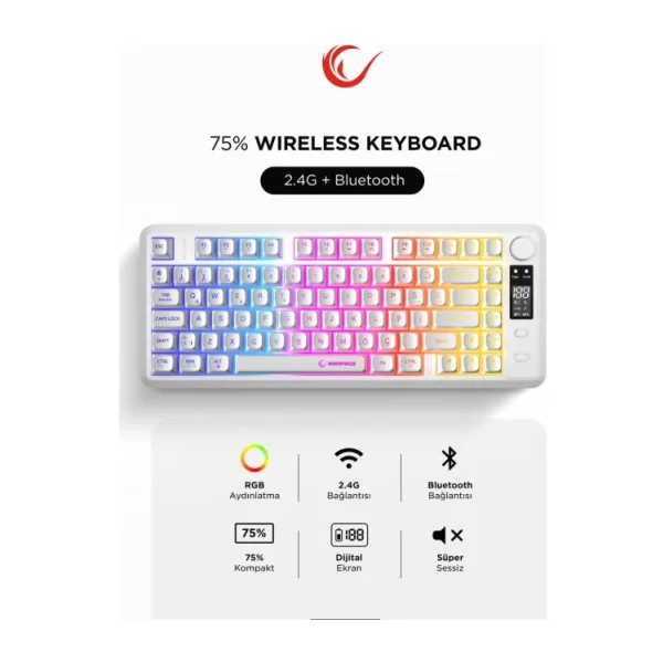 Rampage Zeron RM-K87 RGB %75 TKL Membrane Switch Kablosuz Oyuncu Klavyesi