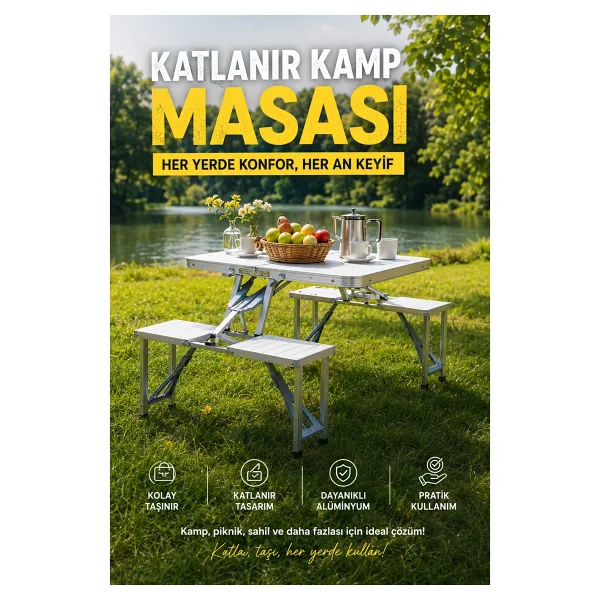 ROBO 4 Kişilik Katlanır Kamp Masası