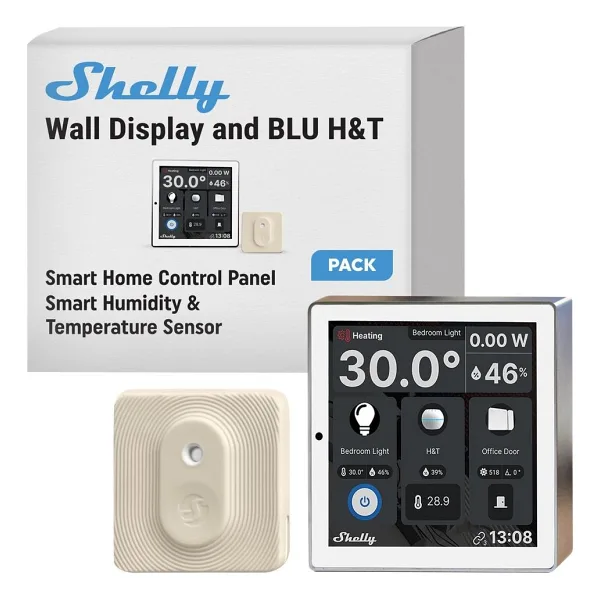 Shelly Wall Display + Blu H&T Beyaz Akıllı Ev Kumandası