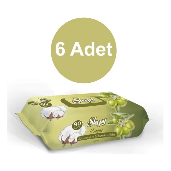 Sleepy Zeytinyağlı 90 Yaprak 6'lı Paket Islak Mendil
