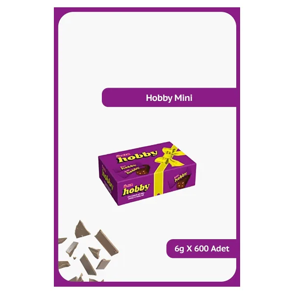 Ülker Hobby Mini - Sütlü Kokolin Kaplamalı Kakaolu Ve Fındıklı Bar - 6 Gram - 600 Adet