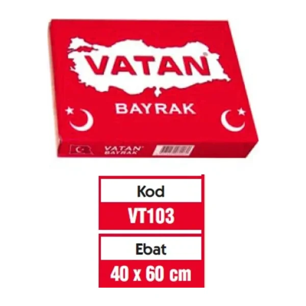 Vatan Masa Bayrağı Türk %100 Polyester 40x60