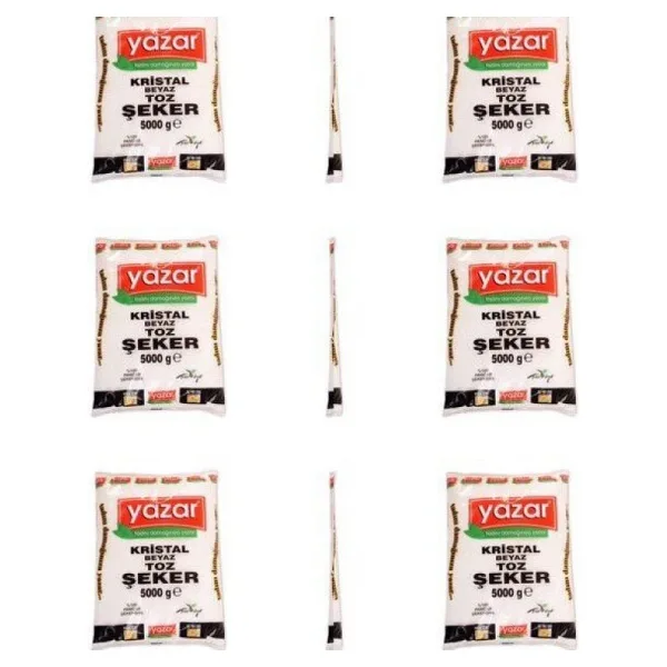 Yazar Kristal Toz Şeker 5 kg 6'lı