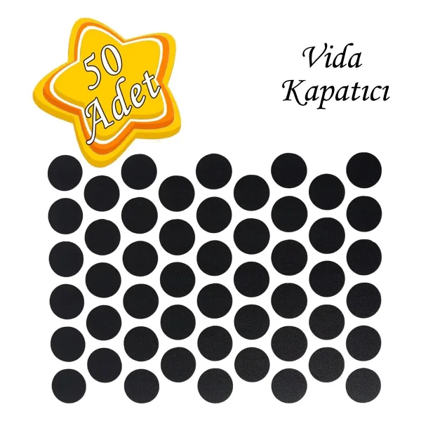 50 Adet Siyah Vida Kapatici Yapiskanli Vida Tapasi Tipasi Kapagi Vida Gizleyici