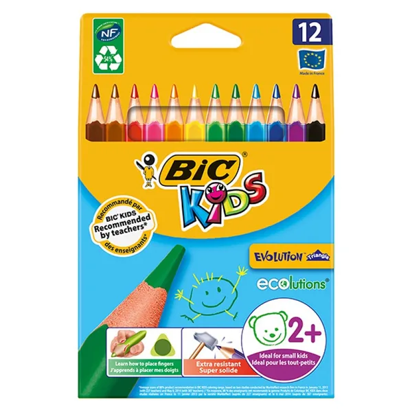 Bic Kids Evolution Üçgen 12'li Jumbo Kuru Boya Seti