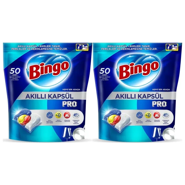 Bingo Akıllı Kapsül Pro Bulaşık Makinesi Deterjanı 2 x 50 Tablet