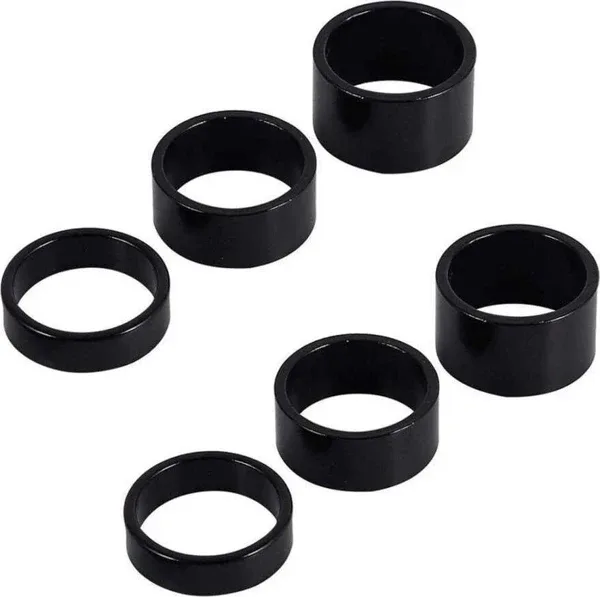 Bisiklet Furş Spacer 6'Lı Paket (3/5/8/10/15/20Mm) Siyah Furş Takımı Yüzüğü Gidon
