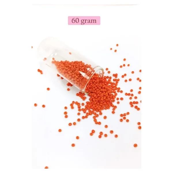 Dökme Cam Kum Boncuk (11/0) 2 mm - 60 Gram - Turuncu - BNC048