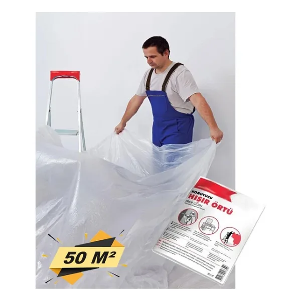 FEYZAYAPI Hışır Örtü Boyacı Naylonu Eşya Zemin Koruma 50 m2 (4x12.5 Metre)