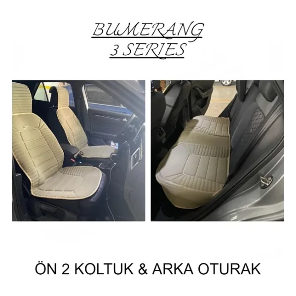 fiat Tipo Lüx Oto Koltuk Minderi Ön Arka Oturak 3'lü Set Bumerang Serisi Bej