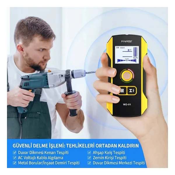 Fnirsi WD-01 Metal Dedektörü Duvar Tarayıcı