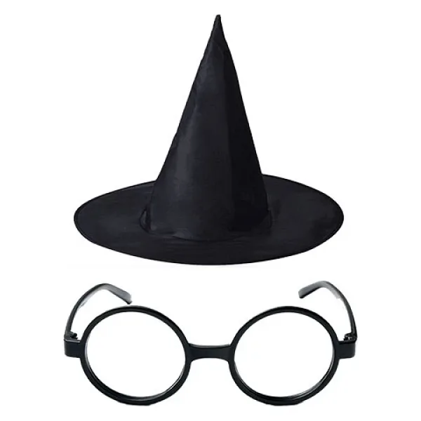 Harry Potter Şapkası ve Gözlüğü Siyah Renk
