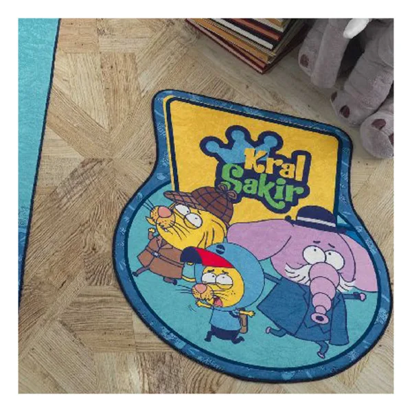 Hobby Kral Şakir - Muhtişim Dedektifler Lisanslı Yuvarlak Paspas - 80 x 80 cm - Mavi