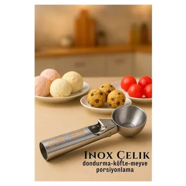 Inox 5 Cm Dondurma Kaşığı - Karpuz Kurabiye Köfte Helva Porsiyonlama
