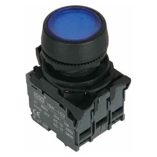 ISP-AW36B5 24V Led Işıklı Yaylı Buton - Mavi