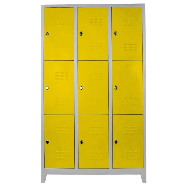 Jessan Ofis Standart 9'lu Gri-Sarı Soyunma Dolabı
