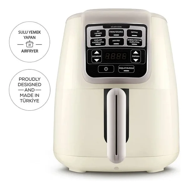 Karaca Air Pro Cook XL 2in1 Airfryer 4 lt Konuşan Yağsız Iconic Beige Fritöz