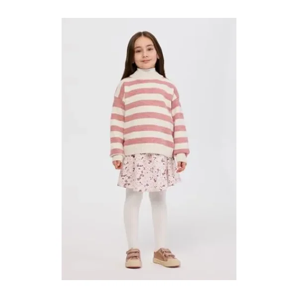 Kız Bebek Çizgili Triko Pembe Kazak 12-18 Ay (80-86 cm)