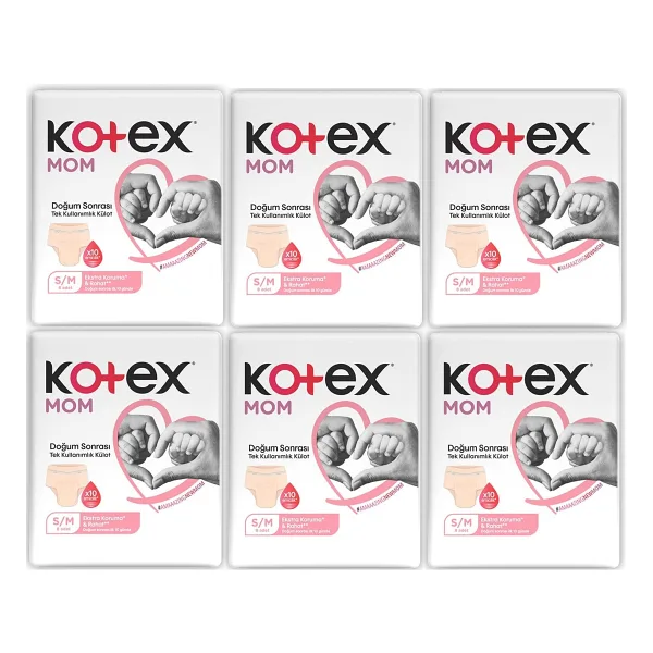 Kotex Mom Küçük/Orta S/M 8'li 6 Adet Lohusa Külodu