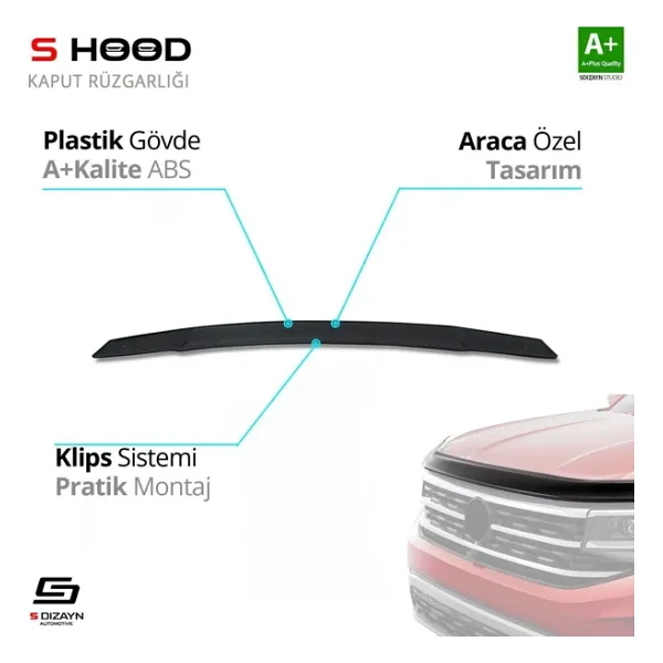 kswagen Tiguan ABS Plastik Kaput Rüzgarlığı 2016 Üzeri A+Kalite