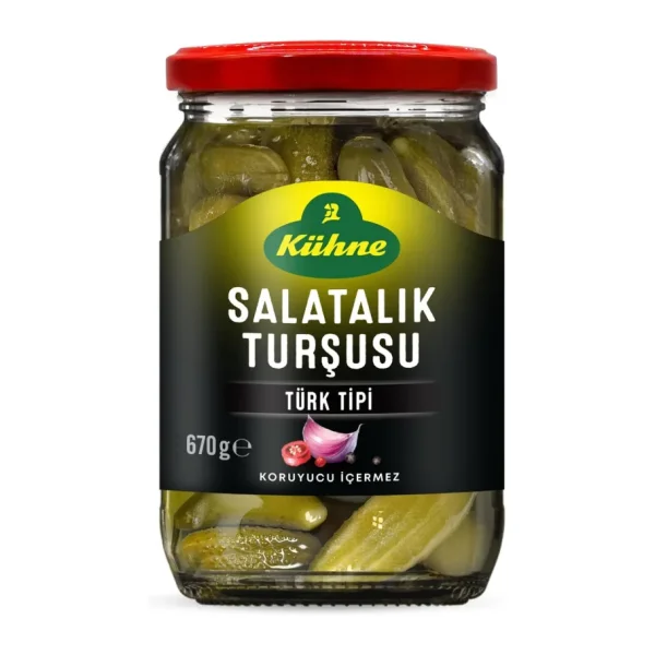Kühne Acılı ve Sarımsaklı Türk Tipi 670 gr Salatalık Turşusu