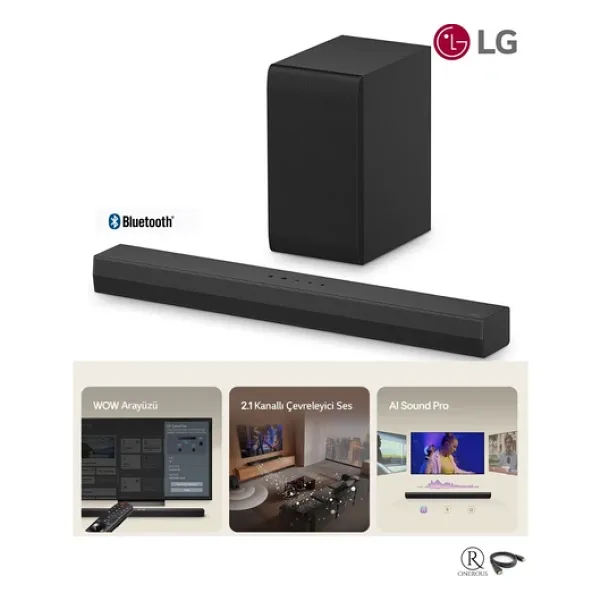 Lg 300W 2.1 Adaptive ve Yapay Zeka Destekli Ses, Derin Bas, Oyun Modu, 40 Inç ve Üzeri Tv Uyumlu Monte Edilebilir Soundbar