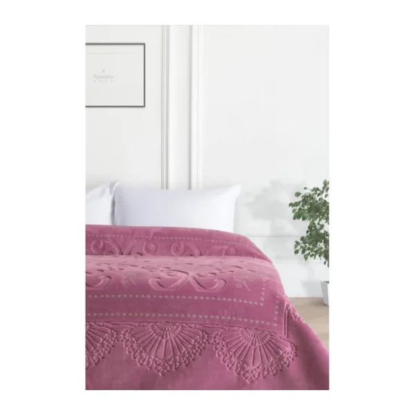 Merinos Pırıltı 220x240 cm Gül Kurusu Emboss Çift Kişilik Battaniye