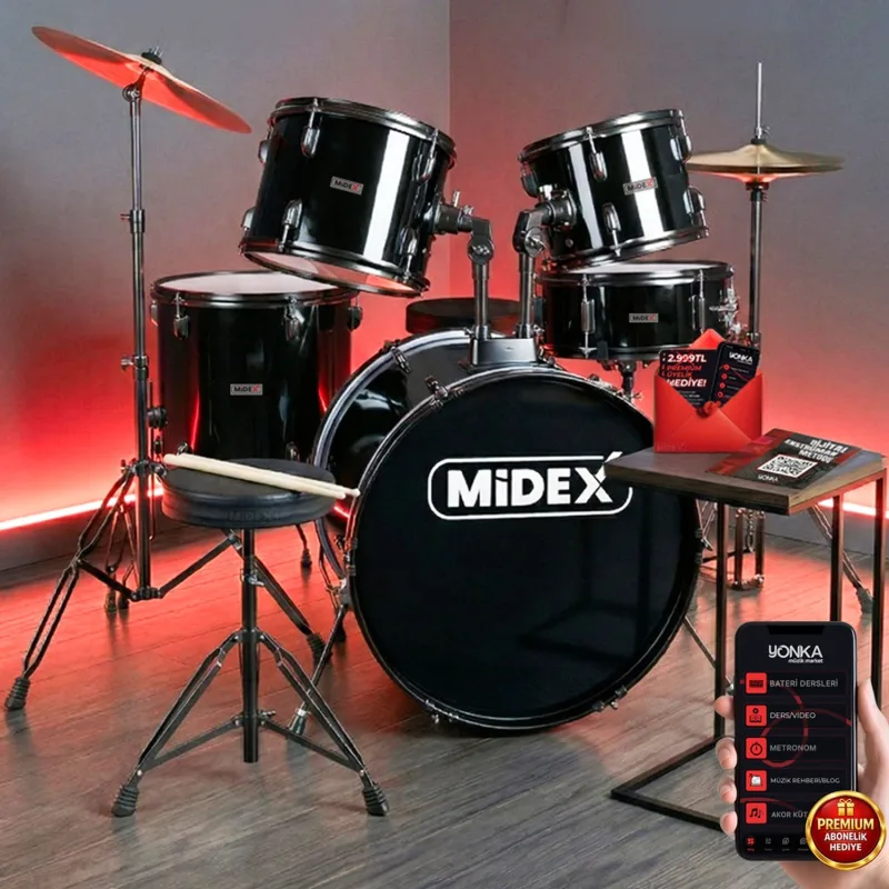 Midex CD900X-BK 22 inç Siyah Akustik Bateri Seti
