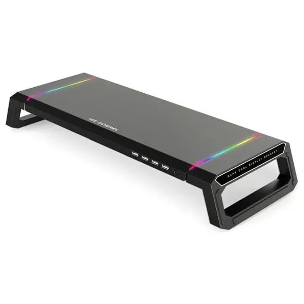 Monozone Laptop Sehpası Rgb 4 USB Hub Yükseklik Ayarlı Monitör Standı Bilgisayar Monitör Yükseltici - Siyah