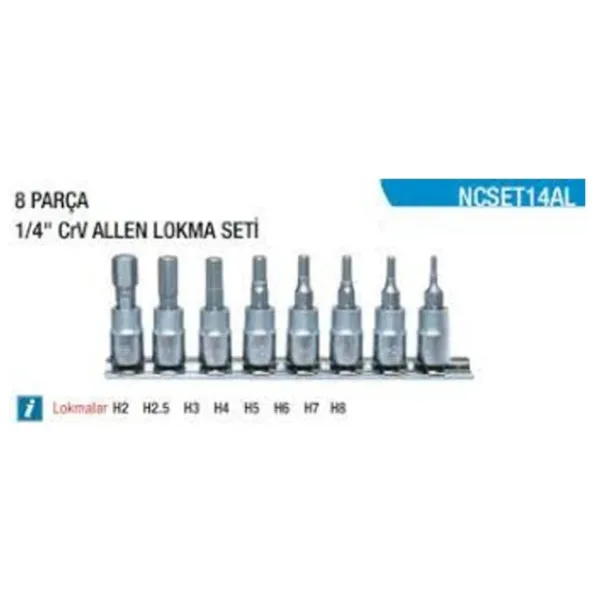 Nt Tools 1/4'' Allen Lokma Takımı 8 Parça Ncset14al