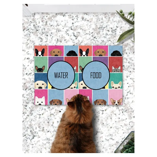 PatiPeti Köpek Kare Kedi Köpek Eğitim Mama Paspası ve Beslenme Altlığı