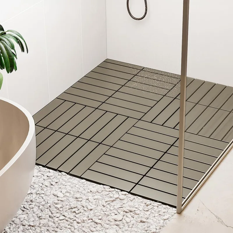 Porsima 1177 Bahçe Balkon Teras Banyo Paspası 36lı Zemin Karosu Latte