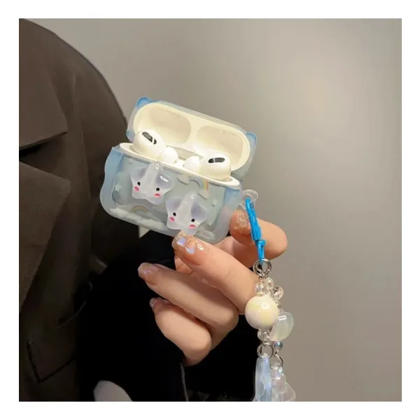 PSGT Şeffaf kalili kulaklık kutusu AirPods Pro2 sevimli kulaklık yumuşak kapak