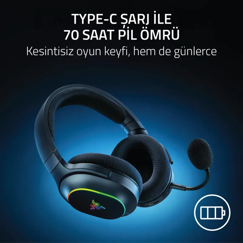 Razer Barracuda X Chroma Rz04-05220100-R3m1 Siyah RGB 7.1 Kablosuz Kulak Üstü Oyuncu Kulaklığı - Görsel 5