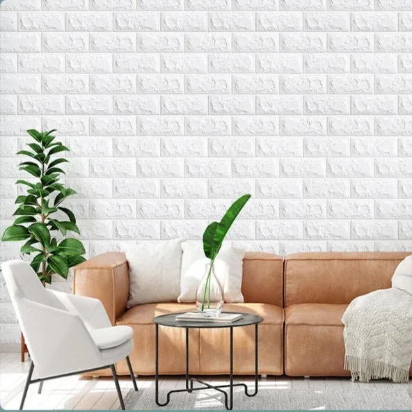 Renkli Duvarlar 35x38cm Silinebilir Kendinden Yapışkanlı Duvar Kağıdı Esnek Köpük Panel 3d Boyut Tuğla Desen