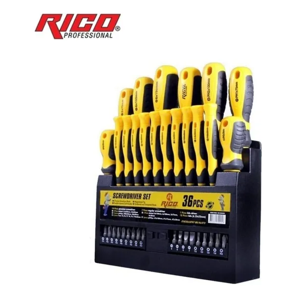 RICO Düz Yıldız ve Torx Uçlu Tornavida Takımı Klasik Seri 36 Parça