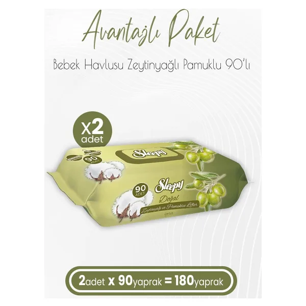 Sleepy Zeytinyağlı 90 Yaprak 2'li Paket Islak Mendil