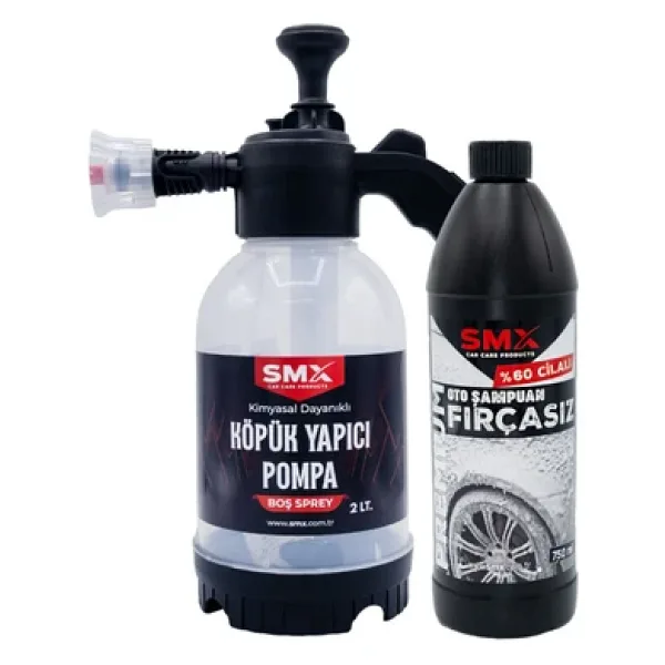 SMX %60 Cilalı Fırçasız Oto Şampuanı + KÖPÜK Yapıcı Basınçlı Pompa 2 Litre