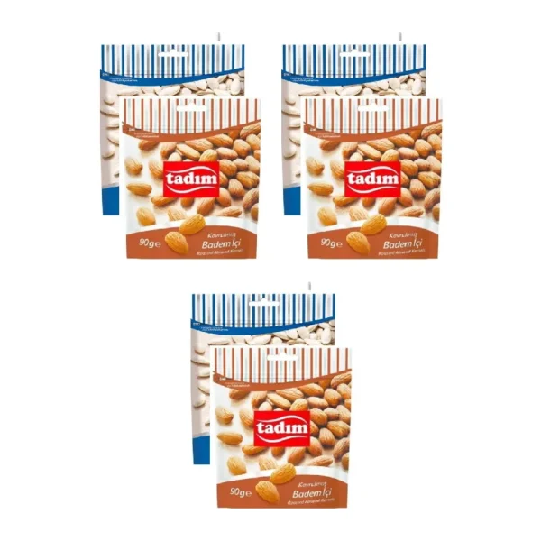 Tadım Tuzsuz Kabak Çekirdeği 80 gr x 3 Adet Tadım Kavrulmuş Badem Içi 90 gr x 3 Adet