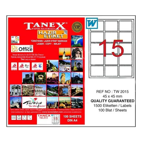 Tanex TW-2015 45x45 mm Lazer Etiket