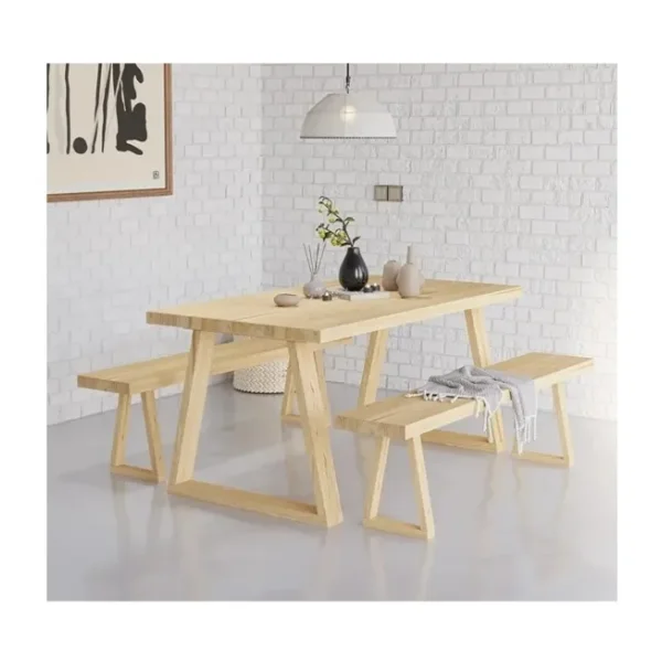Trend Wood Yemek Masası Bench Takım - Renkli