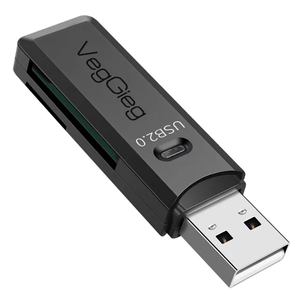 Veggieg USB 2.0 Sd ve Micro Sd Hafıza Kart Okuyucu Siyah