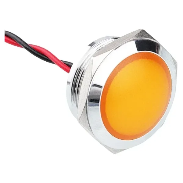 WD22L-P2 22mm 12-24V Kablolu Metal Sinyal Lambası - Sarı