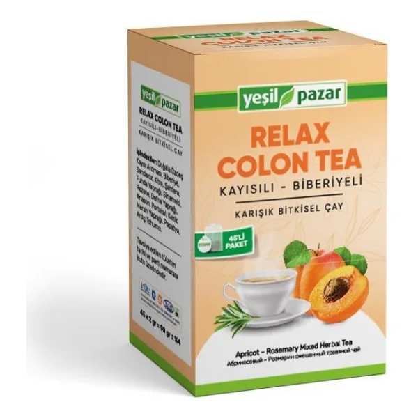 Yeşil Pazar Kayısılı Biberiyeli Relax Colon Bitki Çayı 45'li