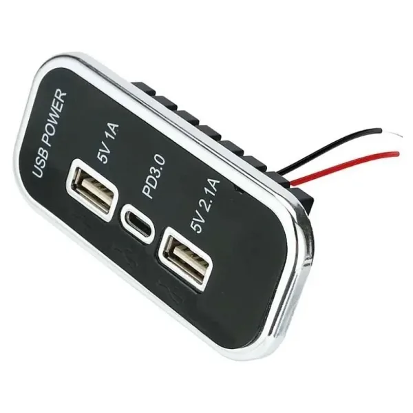 12-24V PD3,0 Type-C + 5V 1A USB + 5V 2,1A USB Şarj Soketi